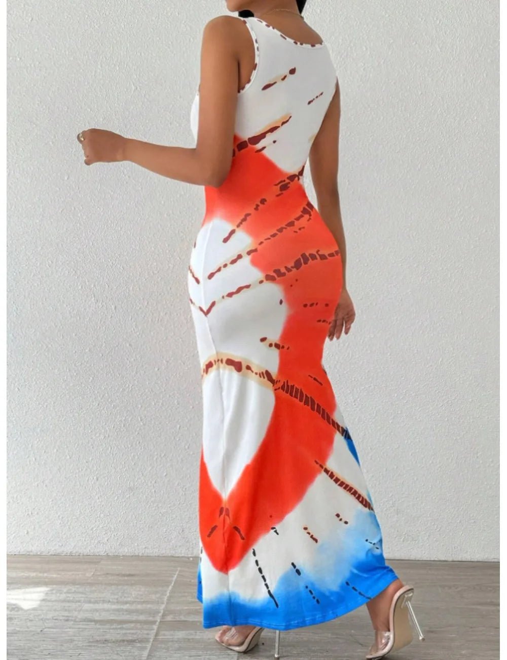 Elegant plus - size printed tie - dye dress for women - MAGUSTA BEAUTY