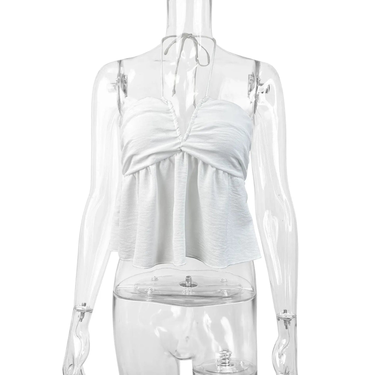 Fairyshely 2026 Sexy Female Tied Halter Top Women Sleeveless Ruffle Short Vest Summer Lady V Neck Off Shoulder Club Crop Tops - MAGUSTA BEAUTY