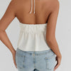 Fairyshely 2026 Sexy Female Tied Halter Top Women Sleeveless Ruffle Short Vest Summer Lady V Neck Off Shoulder Club Crop Tops - MAGUSTA BEAUTY