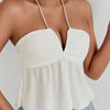 Fairyshely 2026 Sexy Female Tied Halter Top Women Sleeveless Ruffle Short Vest Summer Lady V Neck Off Shoulder Club Crop Tops - MAGUSTA BEAUTY