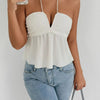 Fairyshely 2026 Sexy Female Tied Halter Top Women Sleeveless Ruffle Short Vest Summer Lady V Neck Off Shoulder Club Crop Tops - MAGUSTA BEAUTY