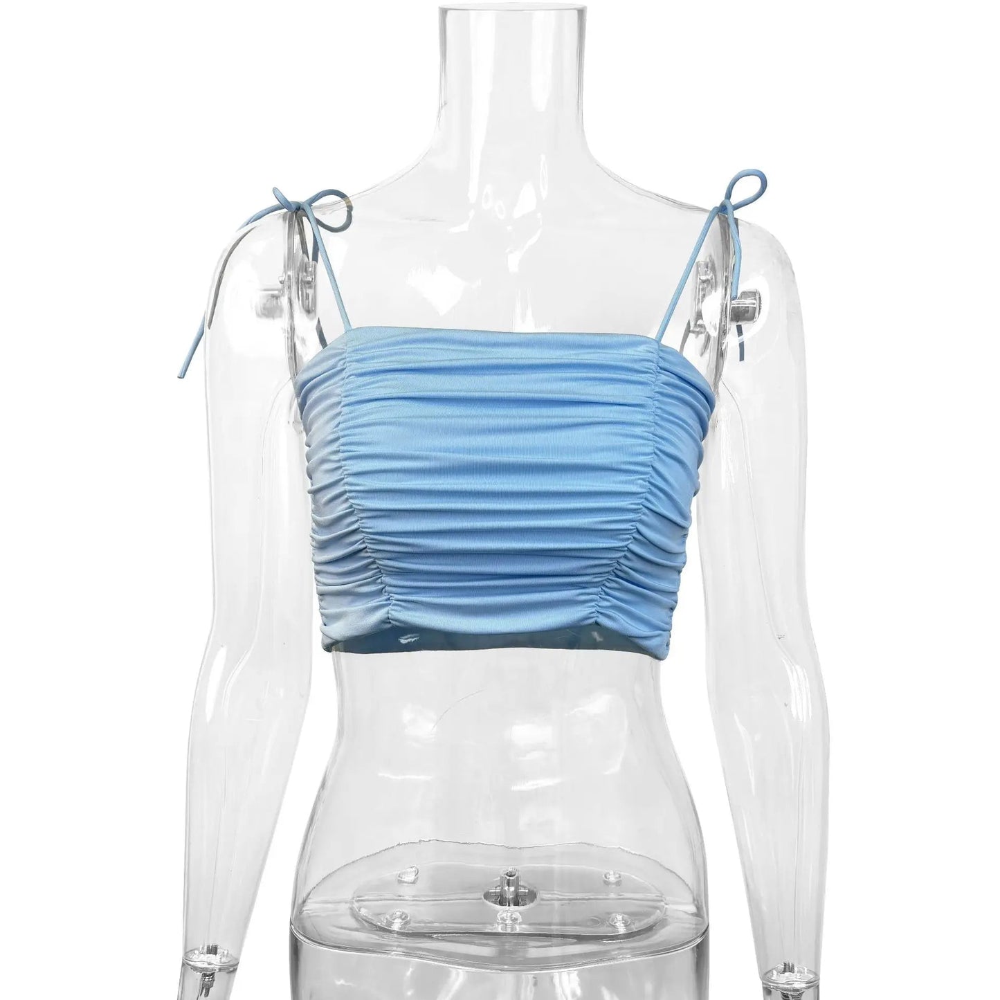 Fairyshely Sexy Female Summer Tied Strap Top 2026 Women Lace Sleeveless Bodycon Short Vest Lady Blue Off Shoulder Club Crop Tops - MAGUSTA BEAUTY