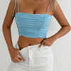 Fairyshely Sexy Female Summer Tied Strap Top 2026 Women Lace Sleeveless Bodycon Short Vest Lady Blue Off Shoulder Club Crop Tops - MAGUSTA BEAUTY