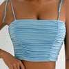 Fairyshely Sexy Female Summer Tied Strap Top 2026 Women Lace Sleeveless Bodycon Short Vest Lady Blue Off Shoulder Club Crop Tops - MAGUSTA BEAUTY