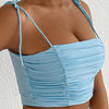 Fairyshely Sexy Female Summer Tied Strap Top 2026 Women Lace Sleeveless Bodycon Short Vest Lady Blue Off Shoulder Club Crop Tops - MAGUSTA BEAUTY