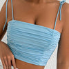 Fairyshely Sexy Female Summer Tied Strap Top 2026 Women Lace Sleeveless Bodycon Short Vest Lady Blue Off Shoulder Club Crop Tops - MAGUSTA BEAUTY