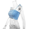 Fairyshely Sexy Female Summer Tied Strap Top 2026 Women Lace Sleeveless Bodycon Short Vest Lady Blue Off Shoulder Club Crop Tops - MAGUSTA BEAUTY