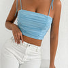 Fairyshely Sexy Female Summer Tied Strap Top 2026 Women Lace Sleeveless Bodycon Short Vest Lady Blue Off Shoulder Club Crop Tops - MAGUSTA BEAUTY
