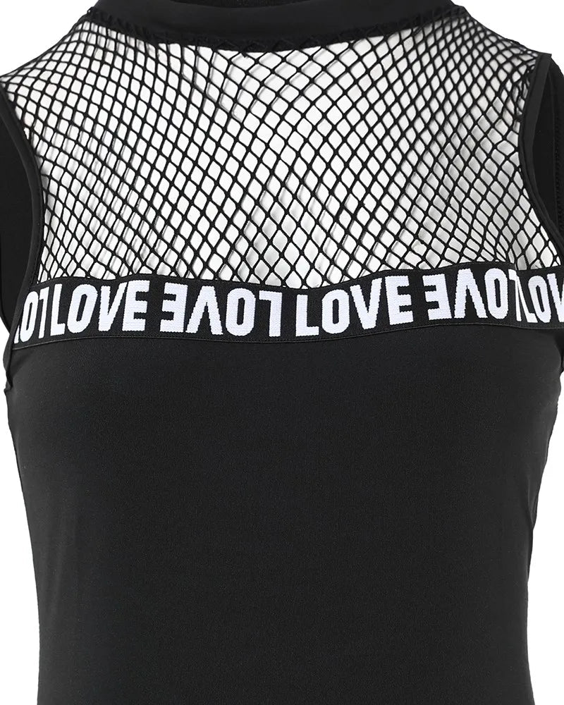 Fashion 2025 New Sexy 2 Pieces Sets Women Suits Letter Band Patch Fishnet Design Top & Shorts Set Feamle Clothes Black Outfits - MAGUSTA BEAUTY