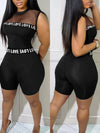 Fashion 2025 New Sexy 2 Pieces Sets Women Suits Letter Band Patch Fishnet Design Top & Shorts Set Feamle Clothes Black Outfits - MAGUSTA BEAUTY