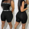 Fashion 2025 New Sexy 2 Pieces Sets Women Suits Letter Band Patch Fishnet Design Top & Shorts Set Feamle Clothes Black Outfits - MAGUSTA BEAUTY