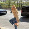 Fashion Belt Short Trench Coat Women Stand Collar Double Breasted Pocket Long Sleeve Coats 2025 Autumn Lady Commute Chic Outwear - MAGUSTA BEAUTY