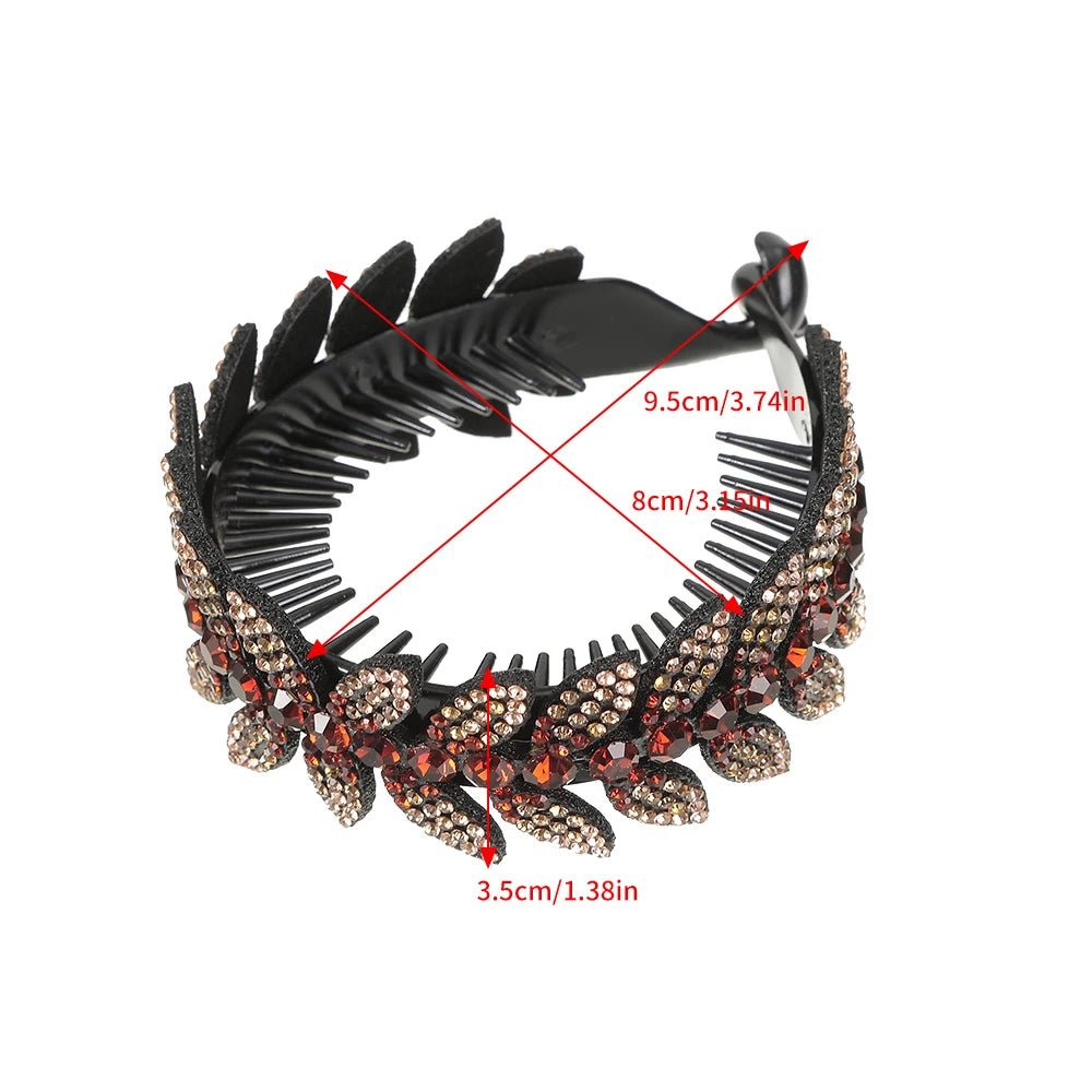 Fashion Crystal Rhinestone Hairpin Bun Hair Claw Clips Ponytail Buckle Flower Hair Clip Wedding Barrettes Valentine's Day Gift - MAGUSTA BEAUTY