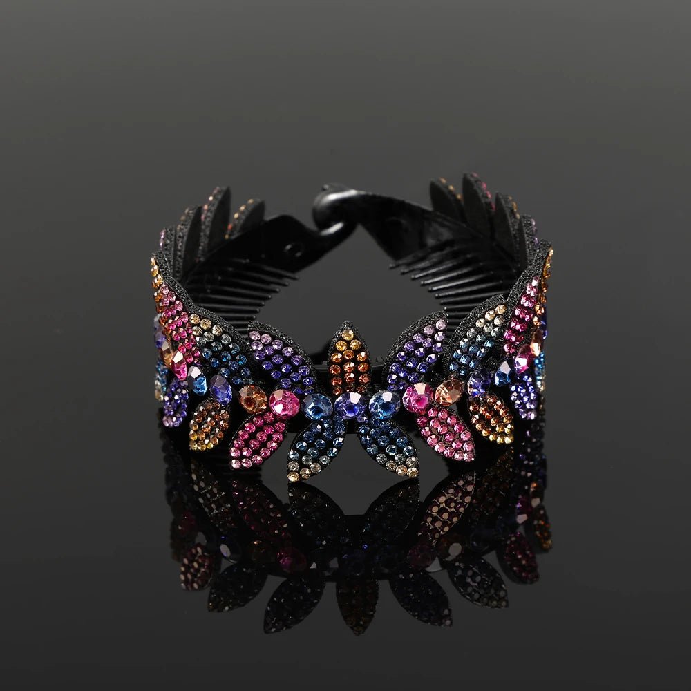 Fashion Crystal Rhinestone Hairpin Bun Hair Claw Clips Ponytail Buckle Flower Hair Clip Wedding Barrettes Valentine's Day Gift - MAGUSTA BEAUTY