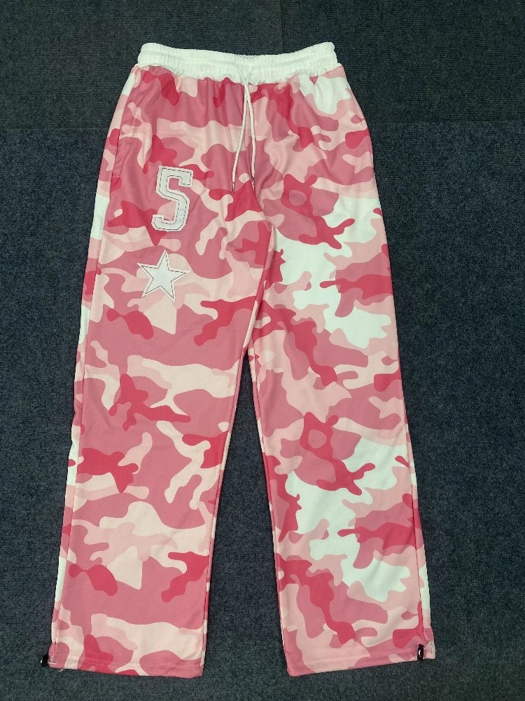 Fashion Y2K sportswear two - piece set women's hip - hop pink camouflage short waist embrace hoodie ultra - thin casual sports pants l - MAGUSTA BEAUTY