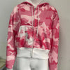 Fashion Y2K sportswear two - piece set women's hip - hop pink camouflage short waist embrace hoodie ultra - thin casual sports pants l - MAGUSTA BEAUTY