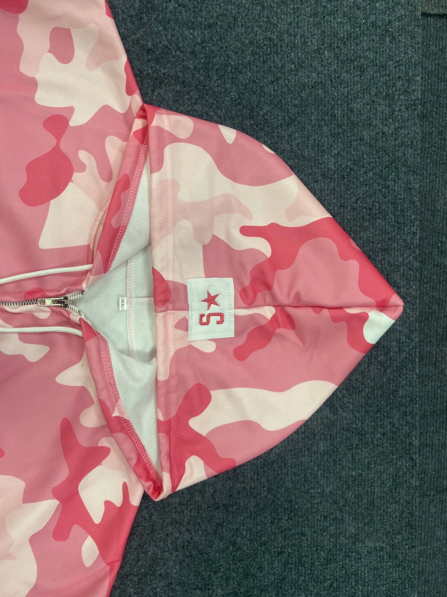 Fashion Y2K sportswear two - piece set women's hip - hop pink camouflage short waist embrace hoodie ultra - thin casual sports pants l - MAGUSTA BEAUTY