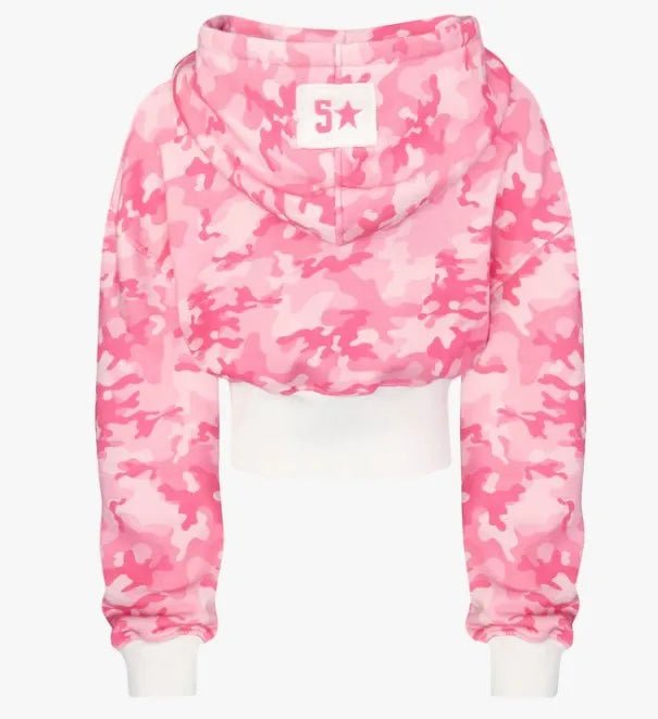 Fashion Y2K sportswear two - piece set women's hip - hop pink camouflage short waist embrace hoodie ultra - thin casual sports pants l - MAGUSTA BEAUTY