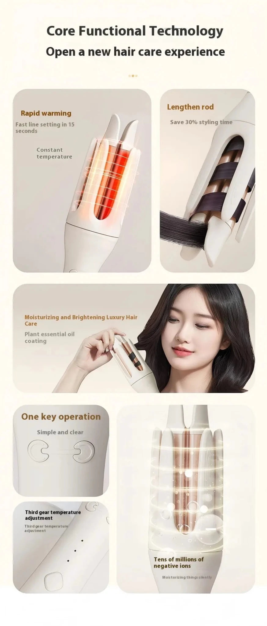 Fully automatic curling iron 32mm automatic rotating ceramic curling iron professional curling iron curling iron - MAGUSTA BEAUTY