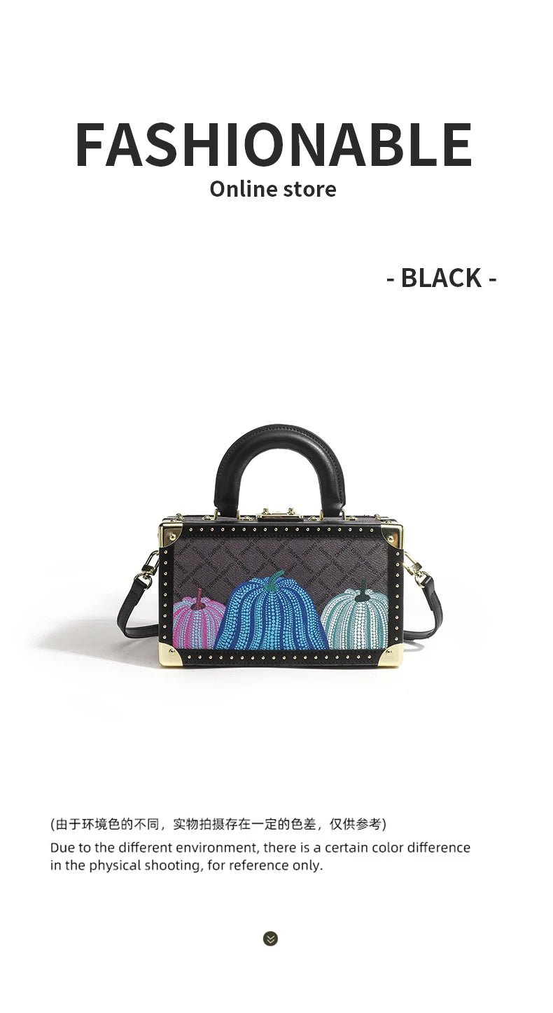 Genuine Leather Women Handbags Evening Bag Top Handle Satchel Crossbody Bag Small Hard Purse Pumpkin Box Bags - MAGUSTA BEAUTY