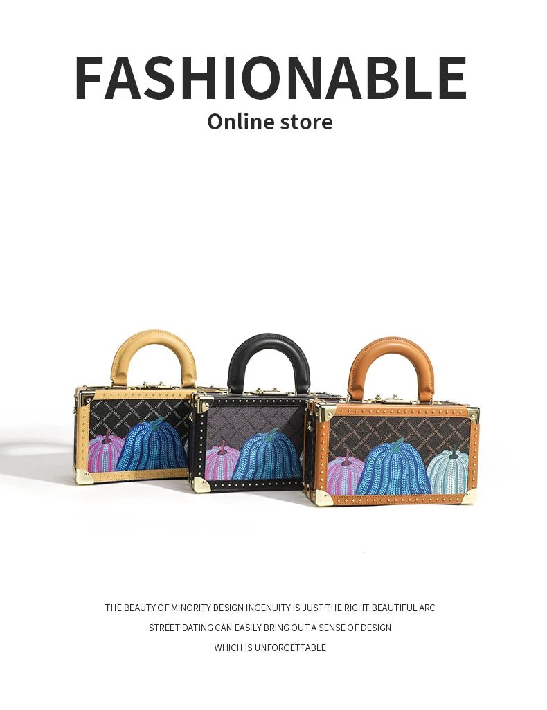 Genuine Leather Women Handbags Evening Bag Top Handle Satchel Crossbody Bag Small Hard Purse Pumpkin Box Bags - MAGUSTA BEAUTY