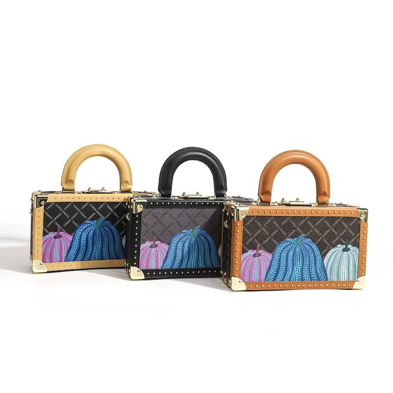 Genuine Leather Women Handbags Evening Bag Top Handle Satchel Crossbody Bag Small Hard Purse Pumpkin Box Bags - MAGUSTA BEAUTY