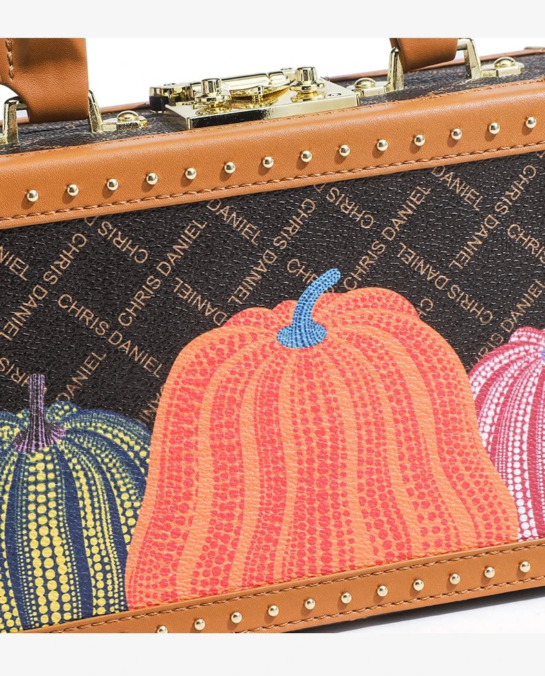 Genuine Leather Women Handbags Evening Bag Top Handle Satchel Crossbody Bag Small Hard Purse Pumpkin Box Bags - MAGUSTA BEAUTY
