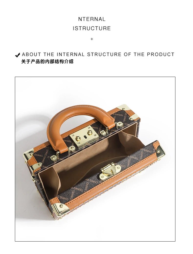 Genuine Leather Women Handbags Evening Bag Top Handle Satchel Crossbody Bag Small Hard Purse Pumpkin Box Bags - MAGUSTA BEAUTY