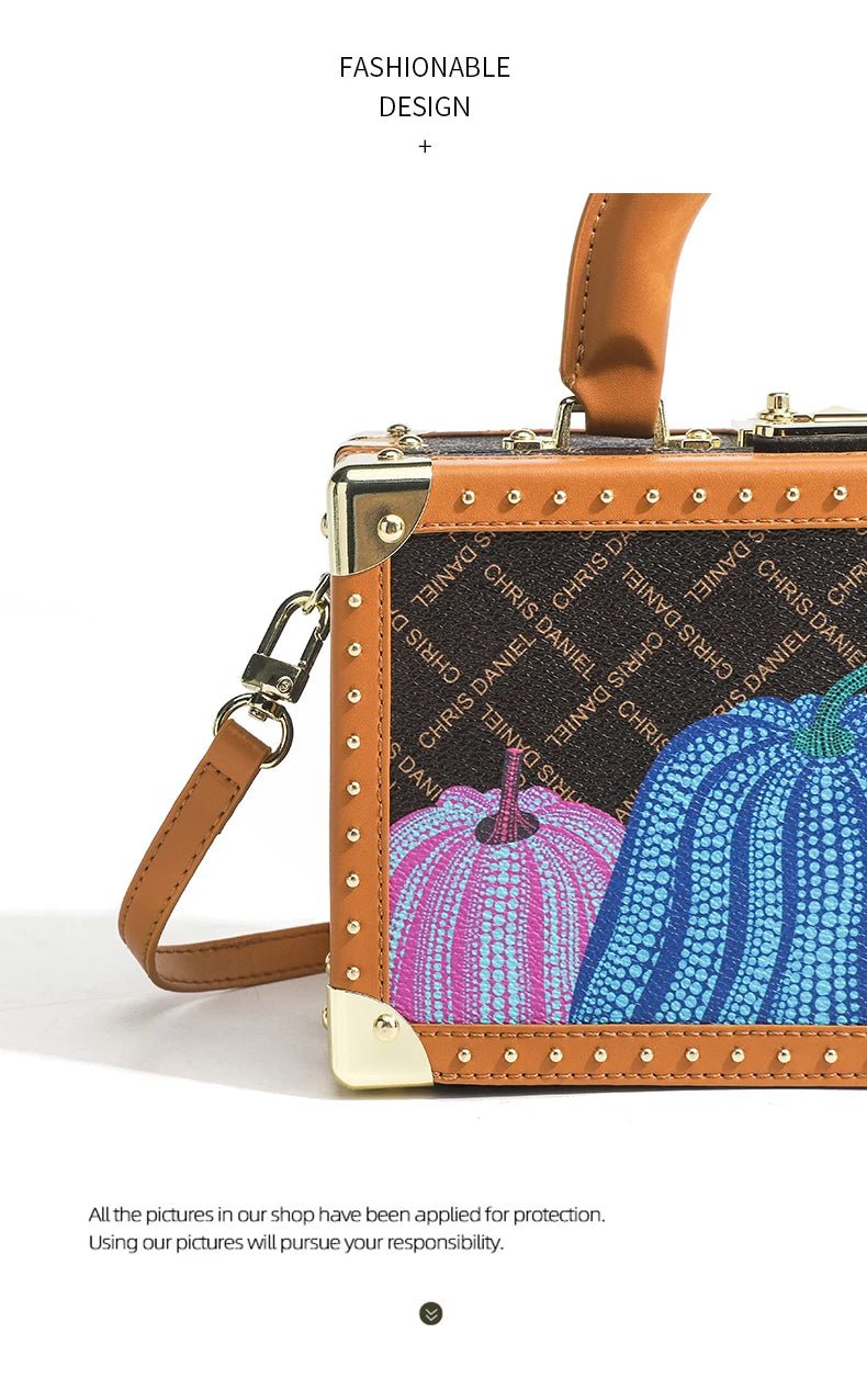 Genuine Leather Women Handbags Evening Bag Top Handle Satchel Crossbody Bag Small Hard Purse Pumpkin Box Bags - MAGUSTA BEAUTY