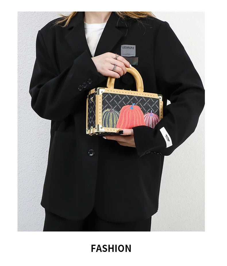 Genuine Leather Women Handbags Evening Bag Top Handle Satchel Crossbody Bag Small Hard Purse Pumpkin Box Bags - MAGUSTA BEAUTY