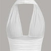 Green Solid Backless Crop Halter Top Women Summer Y2K Club Grunge Clothes Deep V-neck Backless Sleeveless Tank Top Streetwear - MAGUSTA BEAUTY