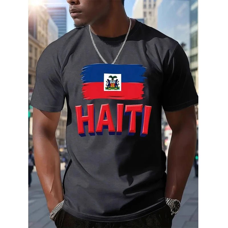 Haiti Football T Shirts Men's Sports T-shirts Haitian Flag Street Oversized Tops Unisex Casual Graphic Tees Tops Y2k Mens Gifts - MAGUSTA BEAUTY
