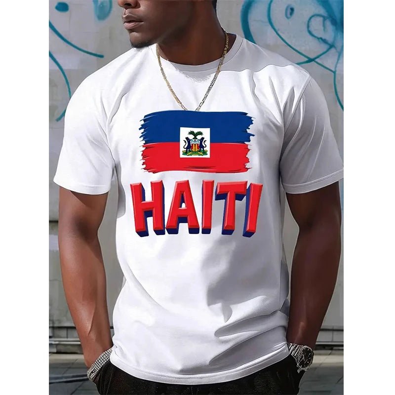 Haiti Football T Shirts Men's Sports T-shirts Haitian Flag Street Oversized Tops Unisex Casual Graphic Tees Tops Y2k Mens Gifts - MAGUSTA BEAUTY