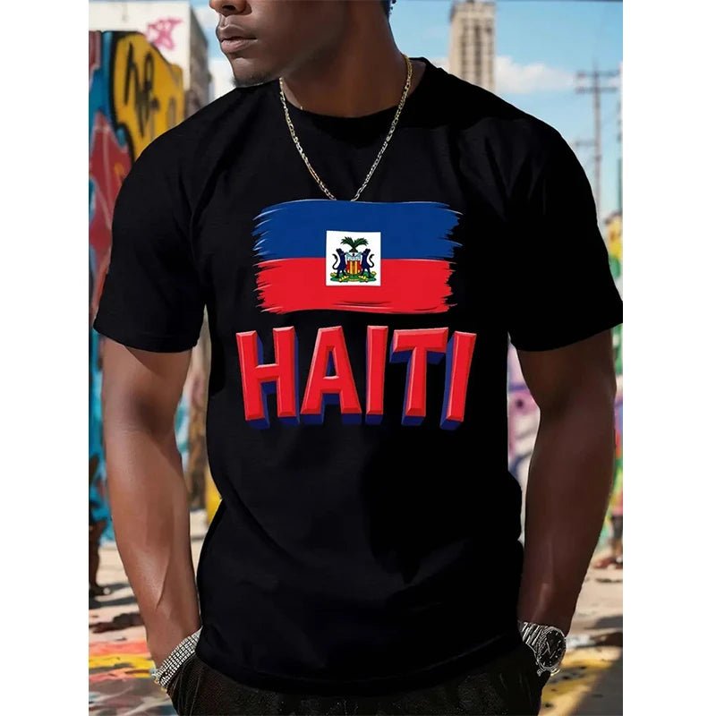 Haiti Football T Shirts Men's Sports T-shirts Haitian Flag Street Oversized Tops Unisex Casual Graphic Tees Tops Y2k Mens Gifts - MAGUSTA BEAUTY