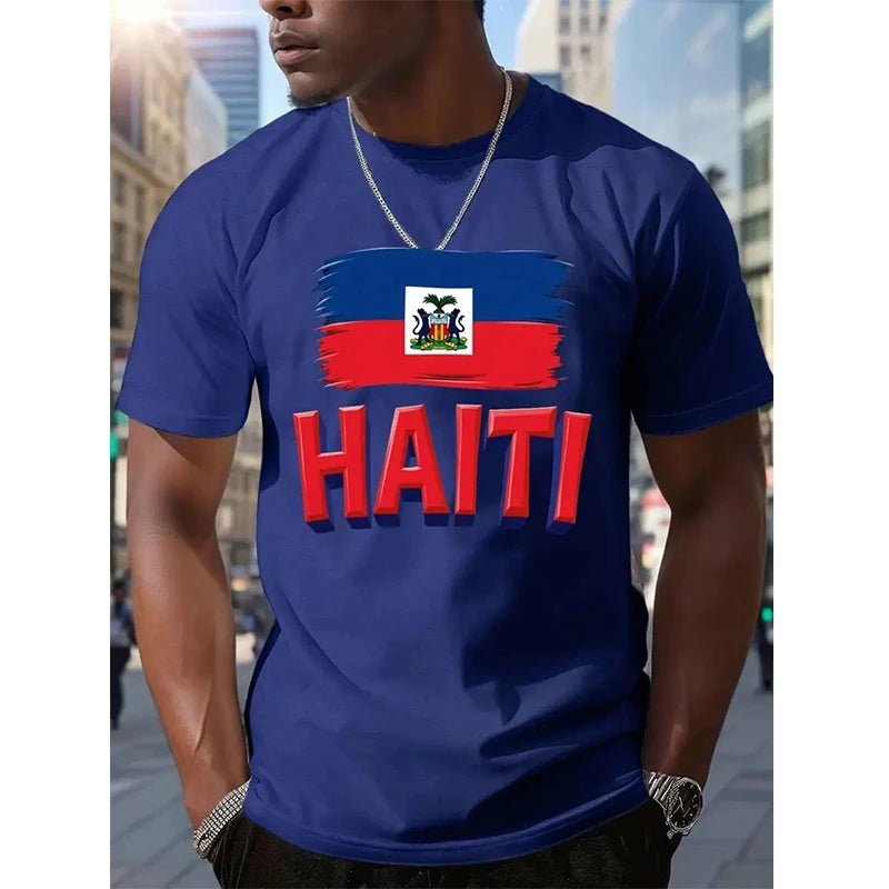 Haiti Football T Shirts Men's Sports T-shirts Haitian Flag Street Oversized Tops Unisex Casual Graphic Tees Tops Y2k Mens Gifts - MAGUSTA BEAUTY