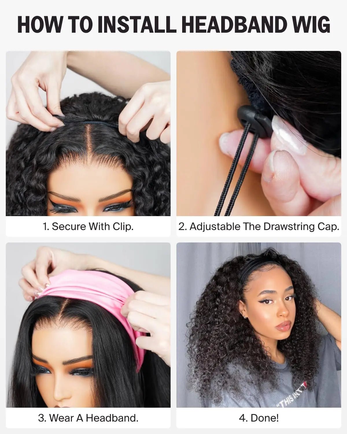 Half Wig Human Hair Wigs 200% Half Wig Kinky Curly Human Hair Wigs 3 In 1 Invisible Hairline Wear Go With Drawstring Seamless - MAGUSTA BEAUTY