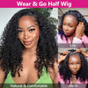 Half Wig Human Hair Wigs 200% Half Wig Kinky Curly Human Hair Wigs 3 In 1 Invisible Hairline Wear Go With Drawstring Seamless - MAGUSTA BEAUTY