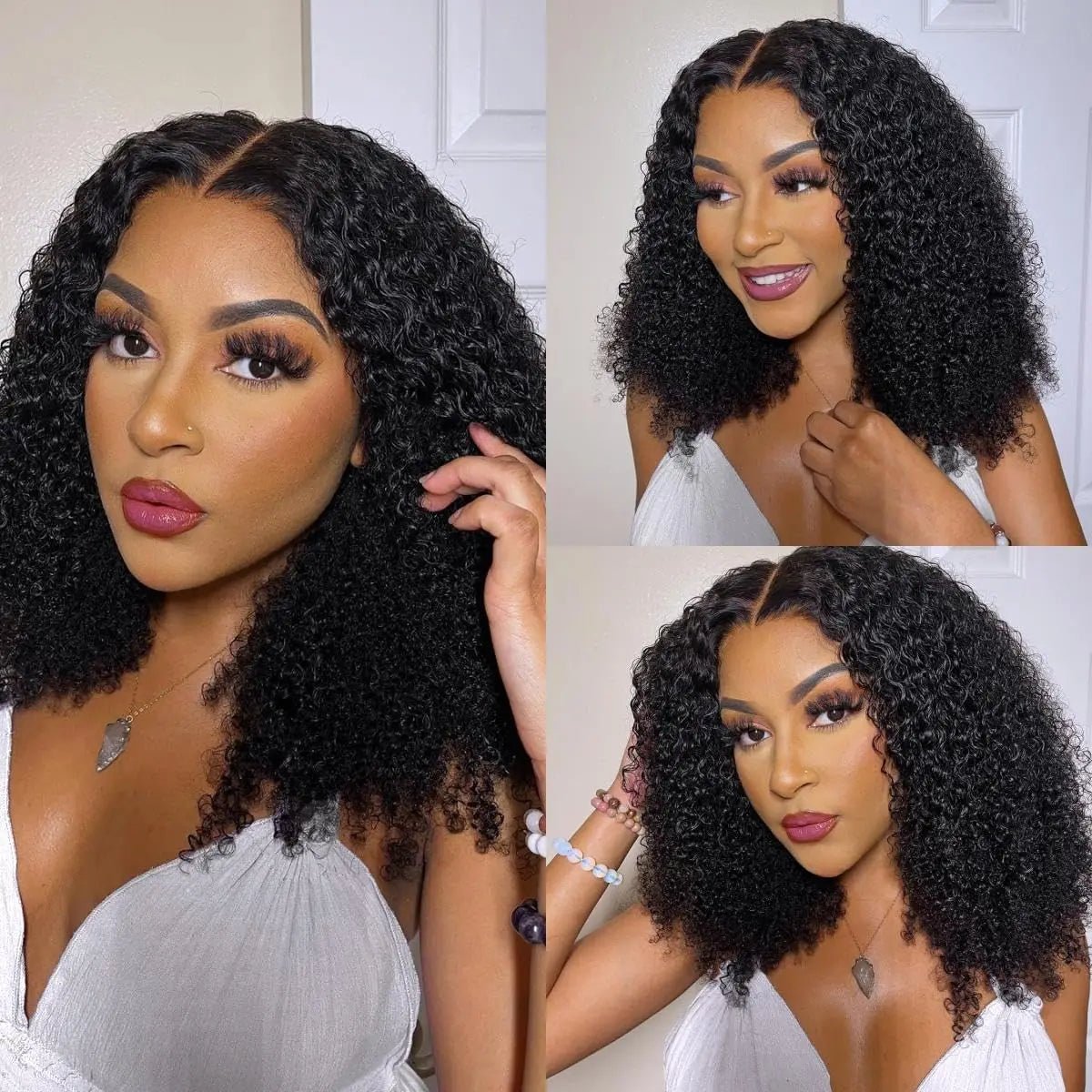 Half Wig Human Hair Wigs 200% Half Wig Kinky Curly Human Hair Wigs 3 In 1 Invisible Hairline Wear Go With Drawstring Seamless - MAGUSTA BEAUTY