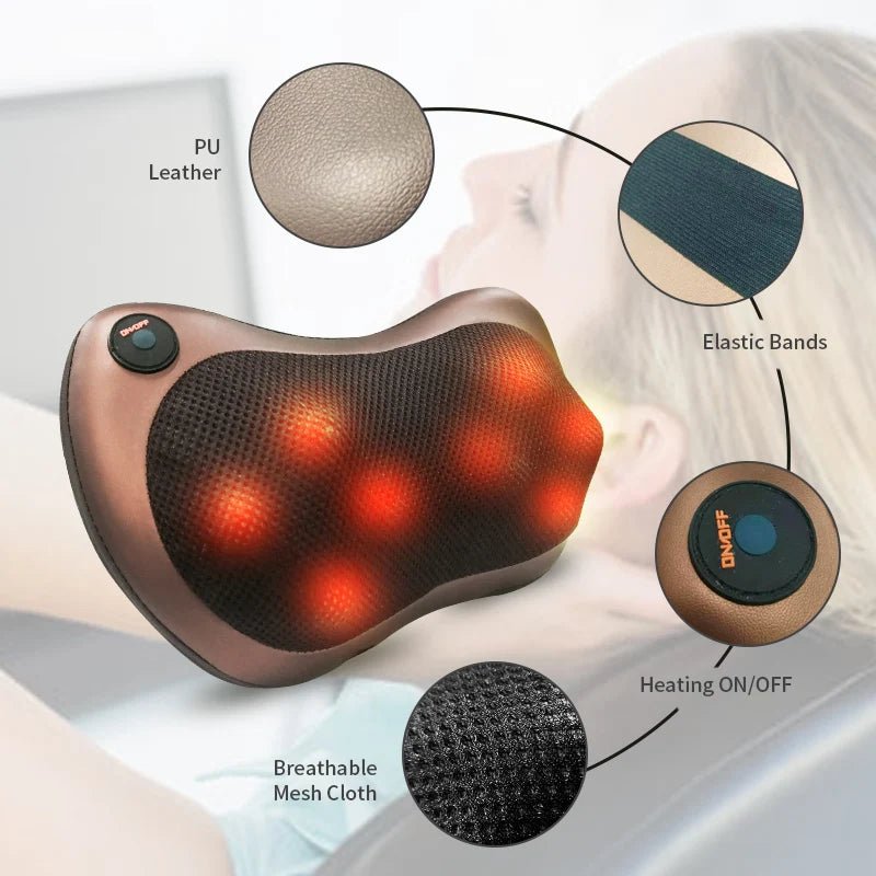 Head Massager Car Home Cervical Shiatsu Massage Neck Back Waist Body Electric Multifunctional Massage Pillow Cushion - MAGUSTA BEAUTY