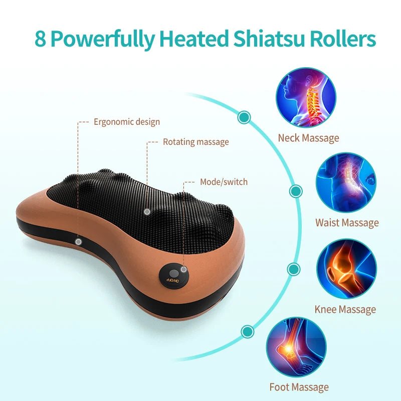 Head Massager Car Home Cervical Shiatsu Massage Neck Back Waist Body Electric Multifunctional Massage Pillow Cushion - MAGUSTA BEAUTY
