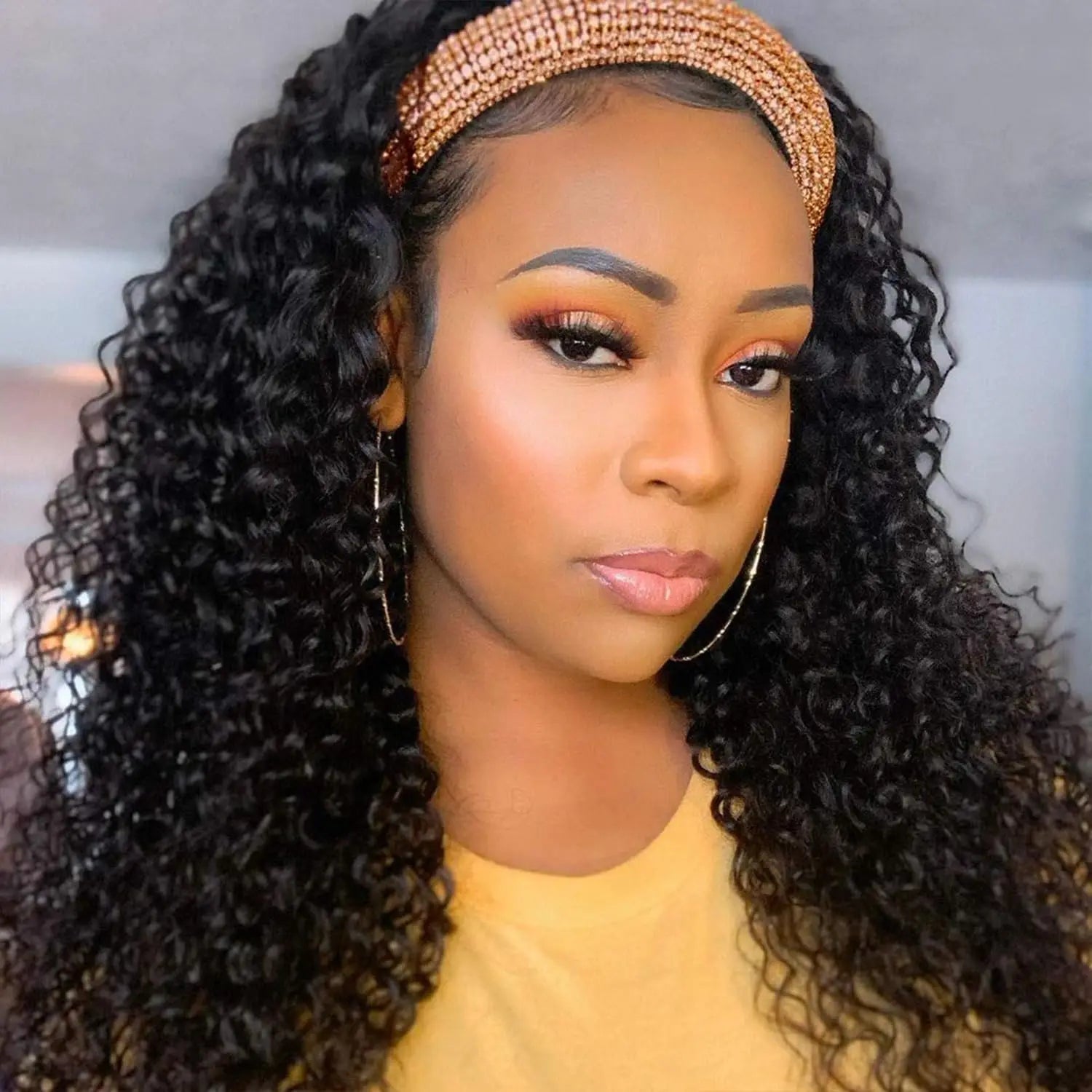 Headband Wigs Human Hair 28 30 32 Inch Water Wave Wigs 100% Real Hair Curly wig None Lace Front Wigs Full Machine Made Wigs - MAGUSTA BEAUTY