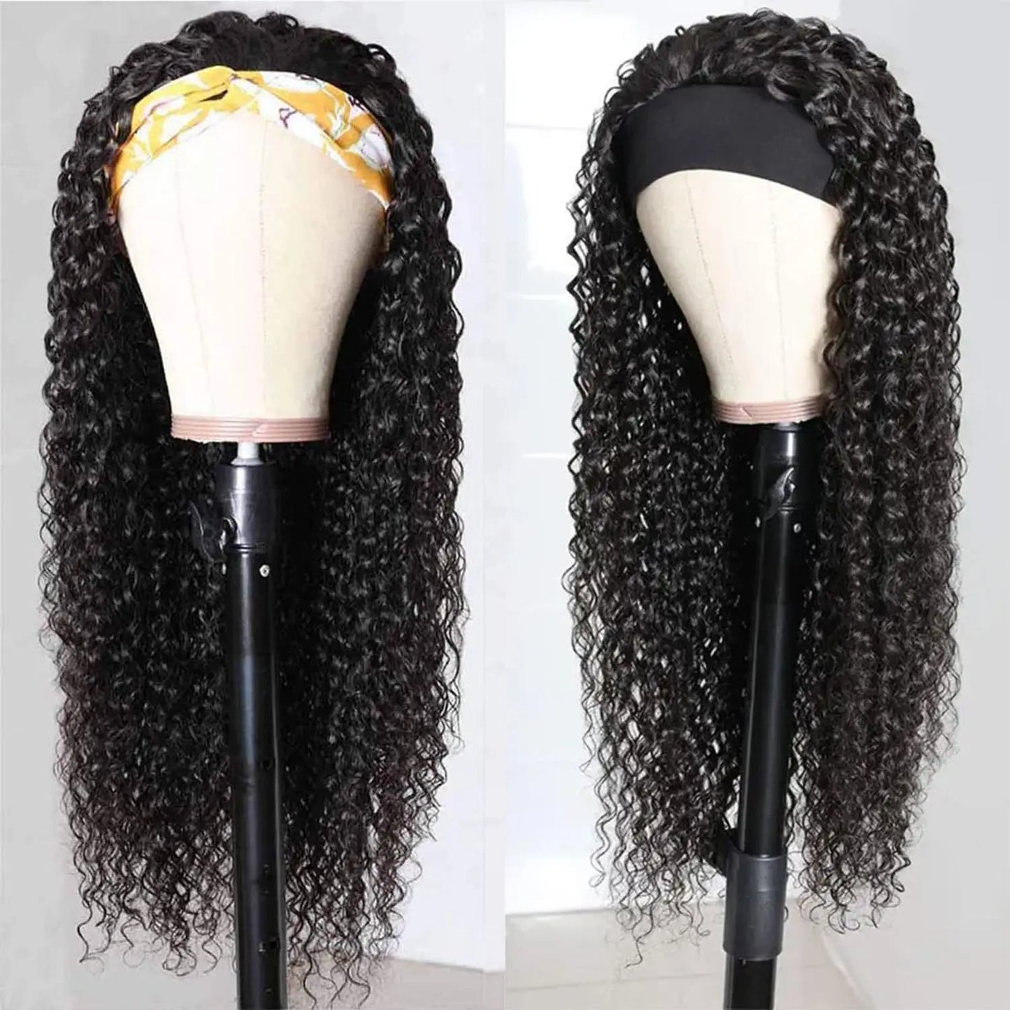 Headband Wigs Human Hair 28 30 32 Inch Water Wave Wigs 100% Real Hair Curly wig None Lace Front Wigs Full Machine Made Wigs - MAGUSTA BEAUTY