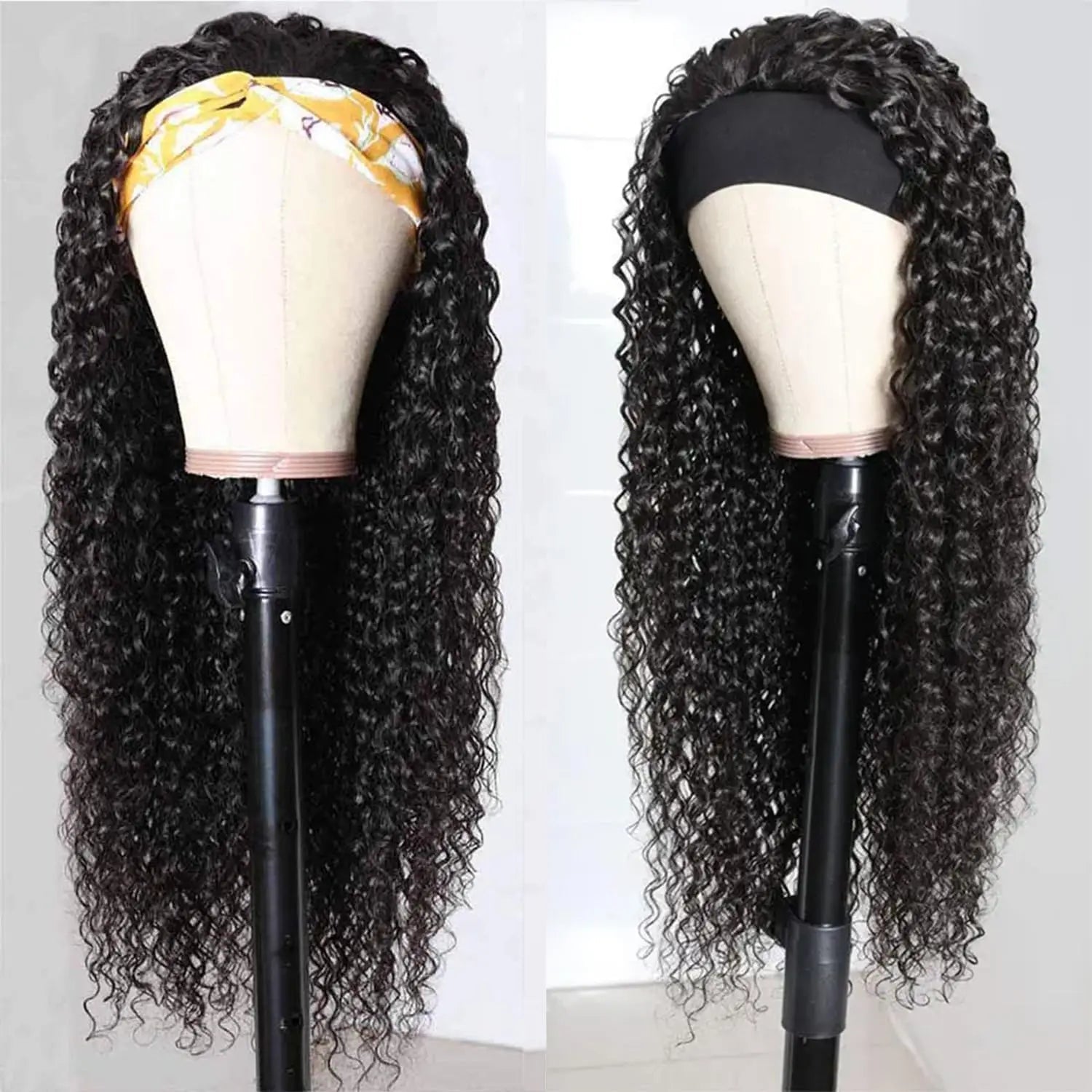 Headband Wigs Human Hair 28 30 32 Inch Water Wave Wigs 100% Real Hair Curly wig None Lace Front Wigs Full Machine Made Wigs - MAGUSTA BEAUTY