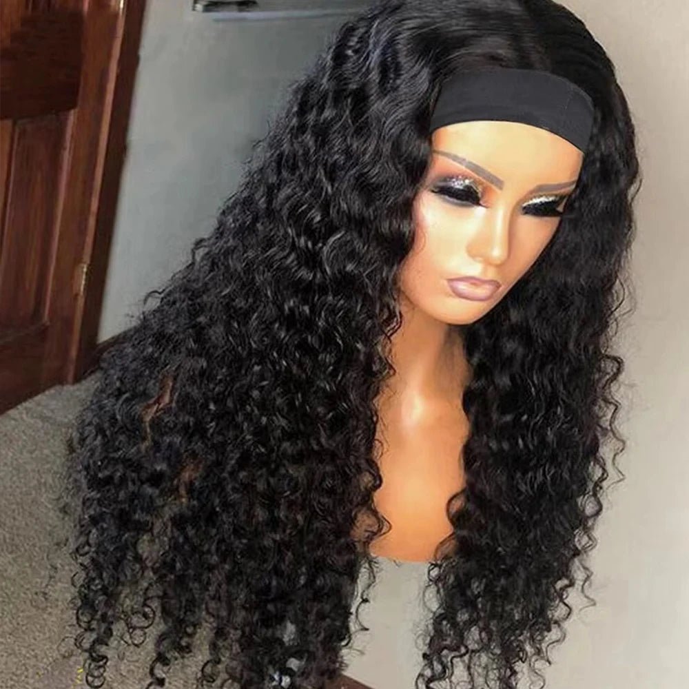 Headband Wigs Human Hair 28 30 32 Inch Water Wave Wigs 100% Real Hair Curly wig None Lace Front Wigs Full Machine Made Wigs - MAGUSTA BEAUTY