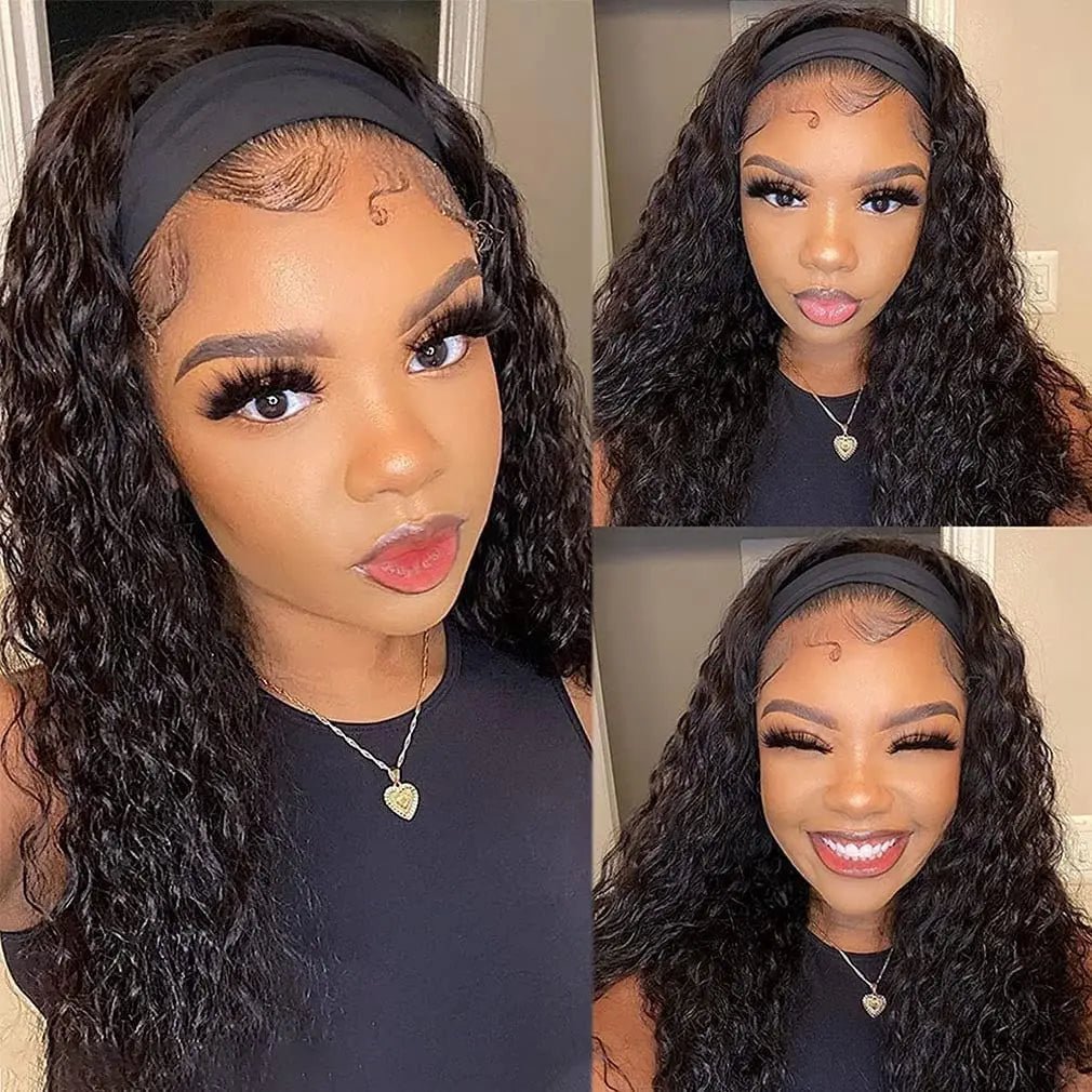 Headband Wigs Human Hair 28 30 32 Inch Water Wave Wigs 100% Real Hair Curly wig None Lace Front Wigs Full Machine Made Wigs - MAGUSTA BEAUTY