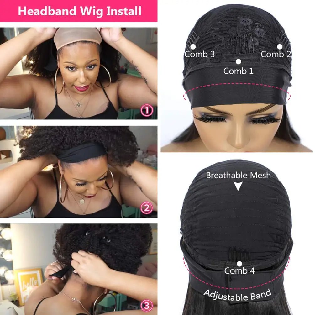 Headband Wigs Human Hair 28 30 32 Inch Water Wave Wigs 100% Real Hair Curly wig None Lace Front Wigs Full Machine Made Wigs - MAGUSTA BEAUTY