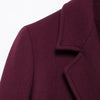 HH Women Fashion Burgundy Woolen Coat Double Breasted Long Sleeve Lapel Blends Jacket Autumn Winter High Street Outerwear - MAGUSTA BEAUTY