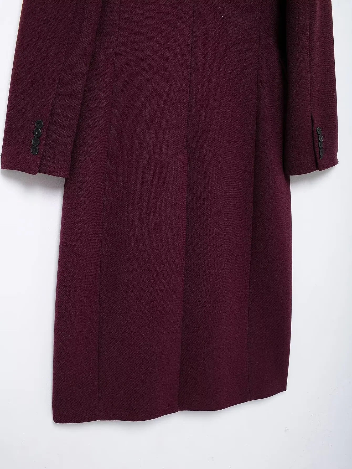 HH Women Fashion Burgundy Woolen Coat Double Breasted Long Sleeve Lapel Blends Jacket Autumn Winter High Street Outerwear - MAGUSTA BEAUTY