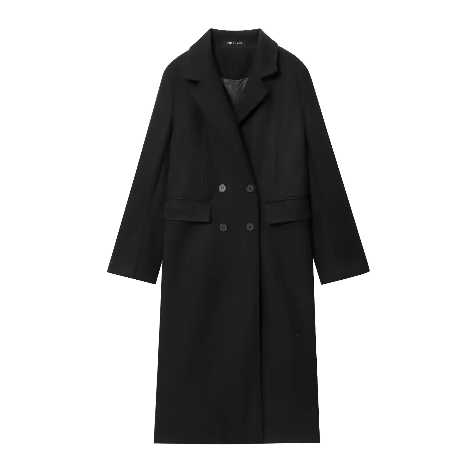 HH Women Fashion Burgundy Woolen Coat Double Breasted Long Sleeve Lapel Blends Jacket Autumn Winter High Street Outerwear - MAGUSTA BEAUTY