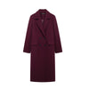 HH Women Fashion Burgundy Woolen Coat Double Breasted Long Sleeve Lapel Blends Jacket Autumn Winter High Street Outerwear - MAGUSTA BEAUTY